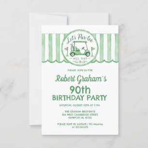 Affordable 90th Birthday Party Golf Theme Invitation