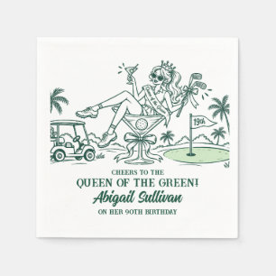 Affordable 90th Birthday Queen of the Green Golf Napkin