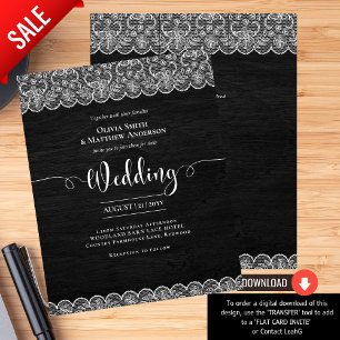 Affordable Black Wood White Lace Elegant Wedding