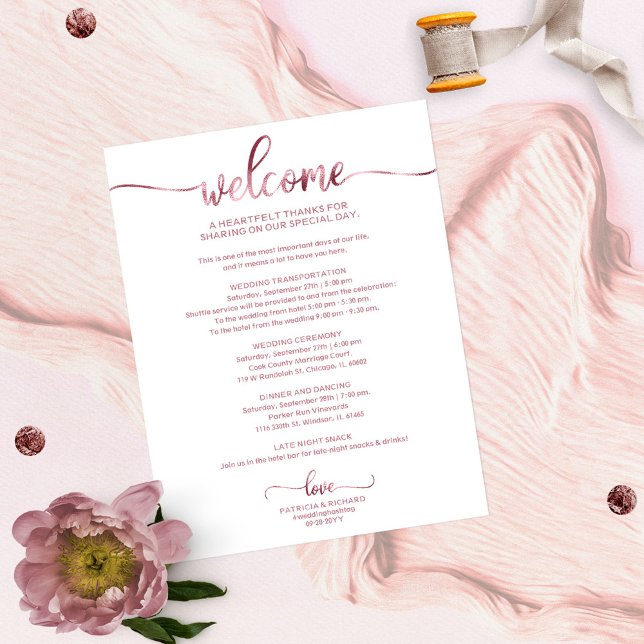 Affordable Chic Calligraphy Wedding Itinerary (Creator Uploaded)