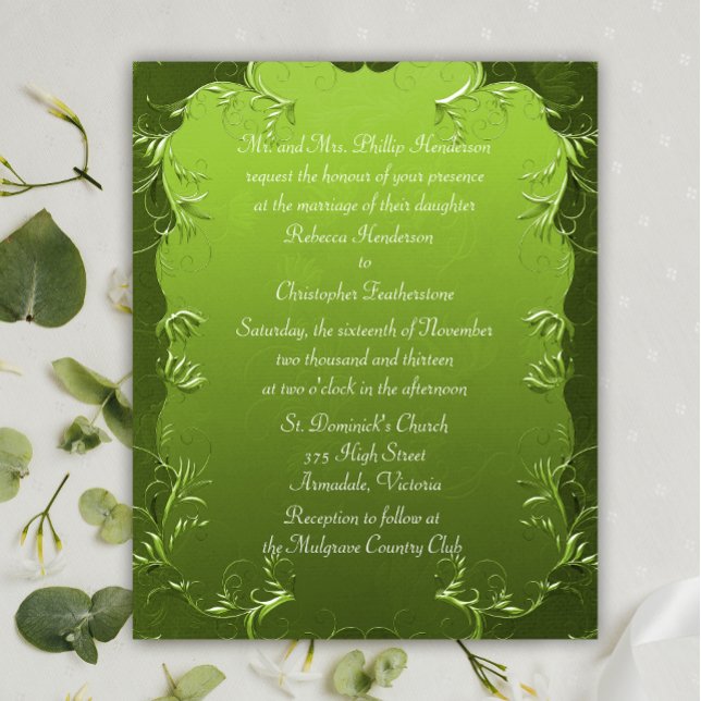 Affordable Elegance Green Wedding Invitation   Flyer (Creator Uploaded)