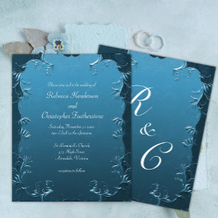 Affordable Elegant Teal Swirls Wedding Invite Flyer