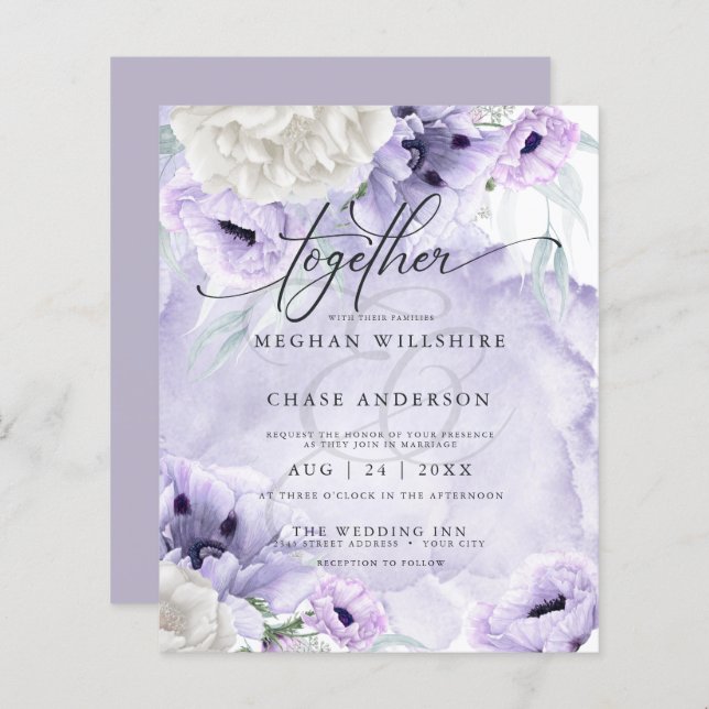 Affordable Elegant Watercolor Lilac Flowers (Front/Back)