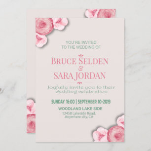 Affordable Floral Wedding Message Invitation