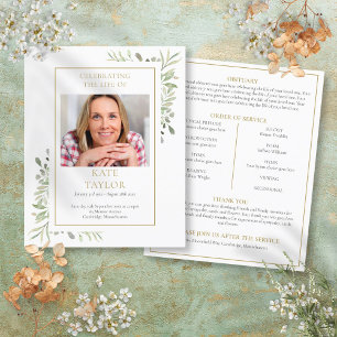 Affordable Greenery Funeral Order Of Service
