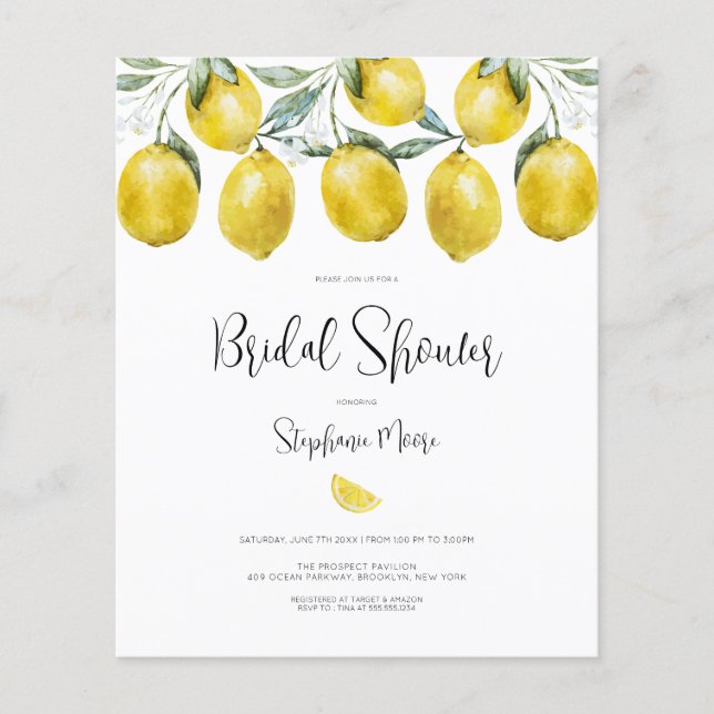 Affordable Lemon Bridal Shower (Front)