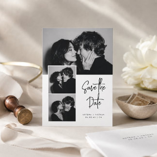 Affordable Luxury 3 Photo Wedding Save the Date