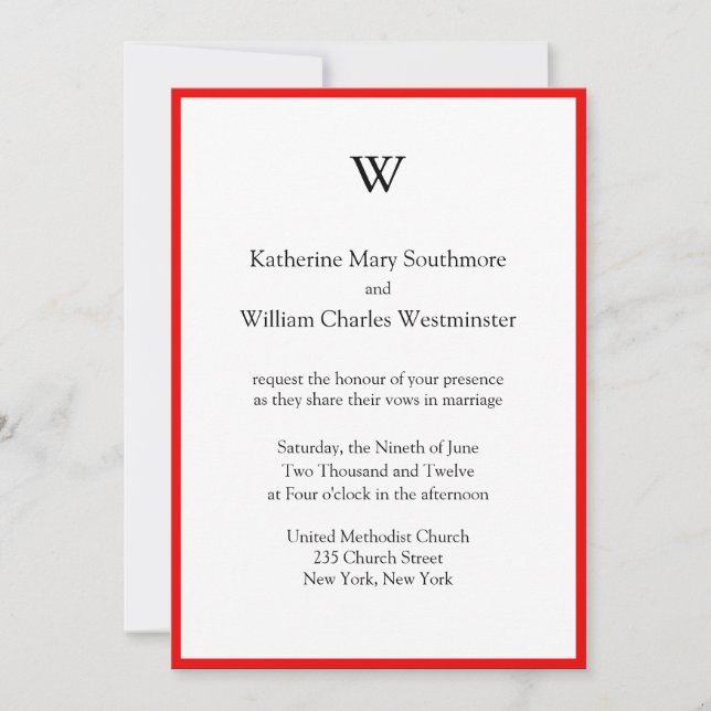 Affordable Monogram Wedding Invitations (Front)