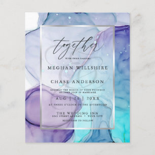 Affordable Wedding Chic Aqua Purple Abstract Ink