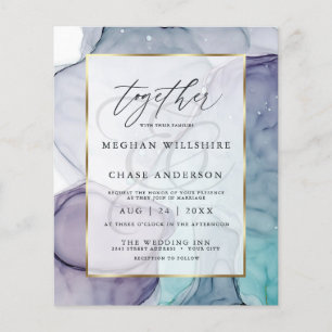 Affordable Wedding Plum and Teal Abstract Ink