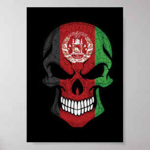 Afganistan Smiling Skull Flag Poster