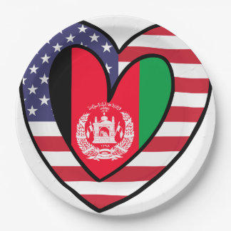Afghan American Heart Valentines Day Wedding Gift Paper Plate