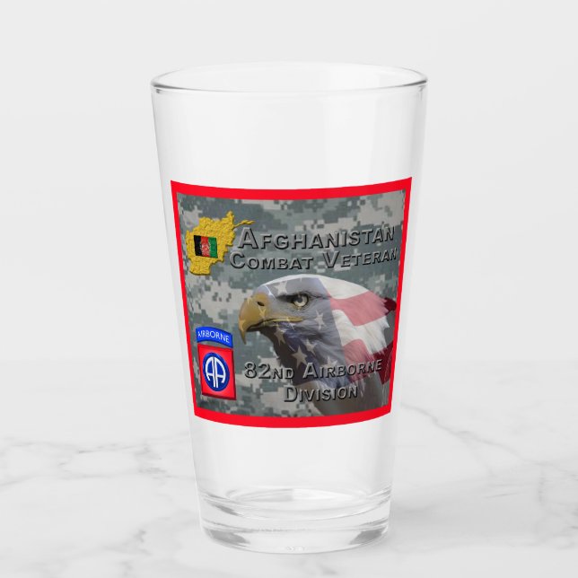 “Afghan Combat Veteran” - 82nd Airborne Division Glass (Front)