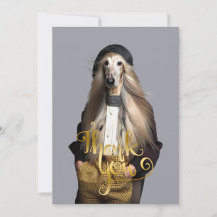 Afghan dog blonde hair in trousers Thank You Card