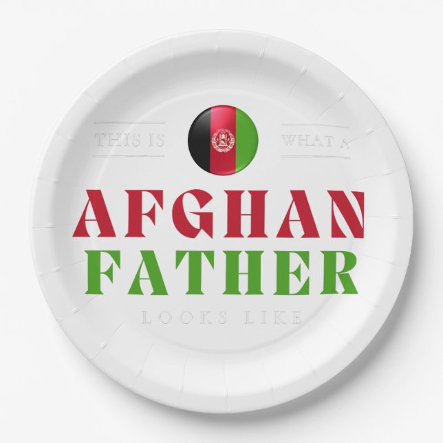 Afghan Father Looks Like Afghanistan Flag Fathers  Paper Plate (Front)