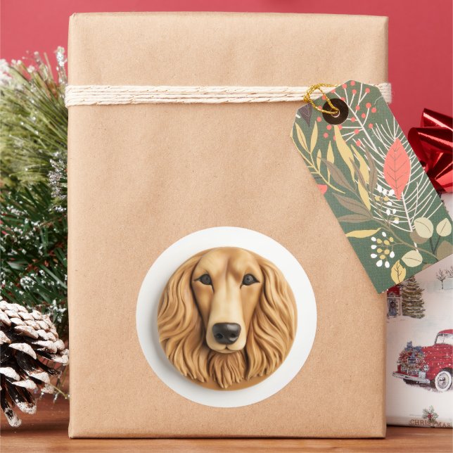 Afghan Hound 3D Inspired Classic Round Sticker (Holiday)