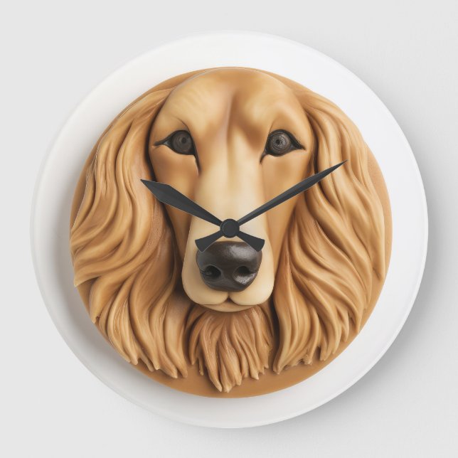 Afghan Hound 3D Inspired Large Clock (Front)