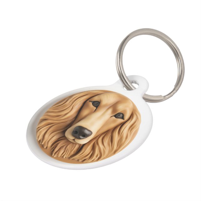 Afghan Hound 3D Inspired Pet Tag (Side)