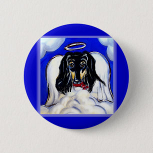 Afghan hound angel 6 cm round badge
