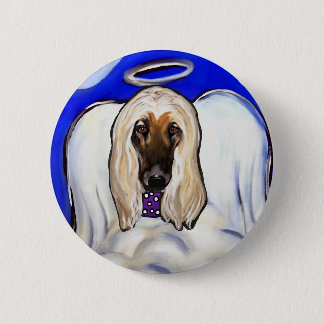 Afghan Hound Angel 6 Cm Round Badge (Front)