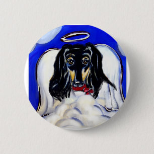 Afghan hound angel 6 cm round badge