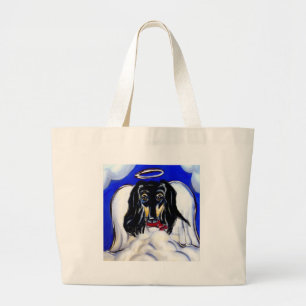 Afghan hound angel large tote bag