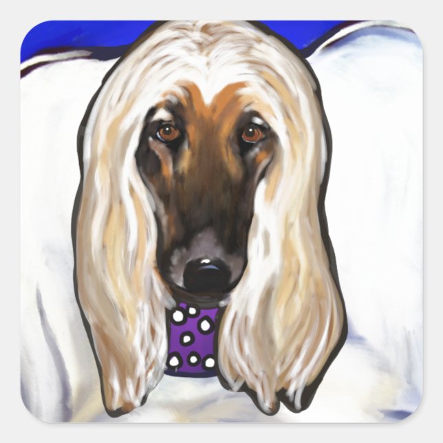 Afghan Hound Angel Square Sticker (Front)