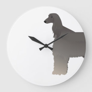 Afghan Hound Basic Breed Silhouette Large Clock