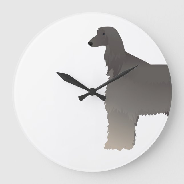 Afghan Hound Basic Breed Silhouette Large Clock (Front)