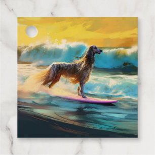 Afghan Hound Beach Surfing Painting Favour Tags
