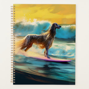 Afghan Hound Beach Surfing Painting Planner