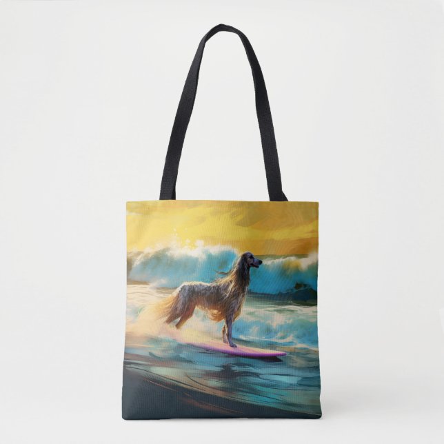 Afghan Hound Beach Surfing Painting  Tote Bag (Front)