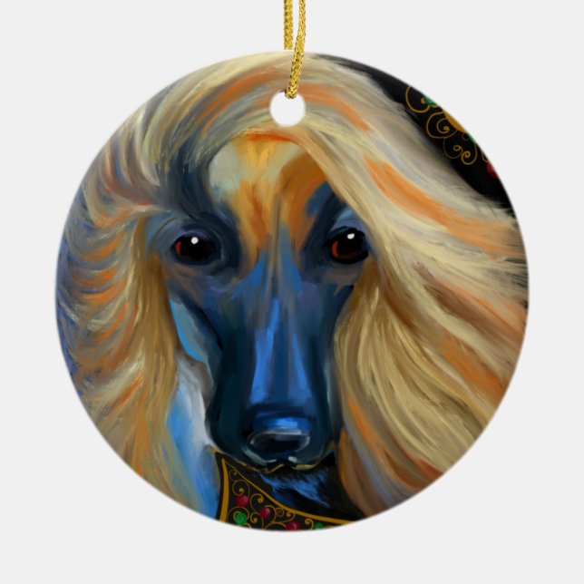 Afghan Hound     Ceramic Ornament (Front)