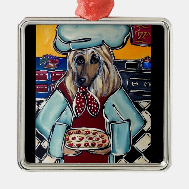 AFGHAN HOUND CHEF METAL TREE DECORATION (Front)