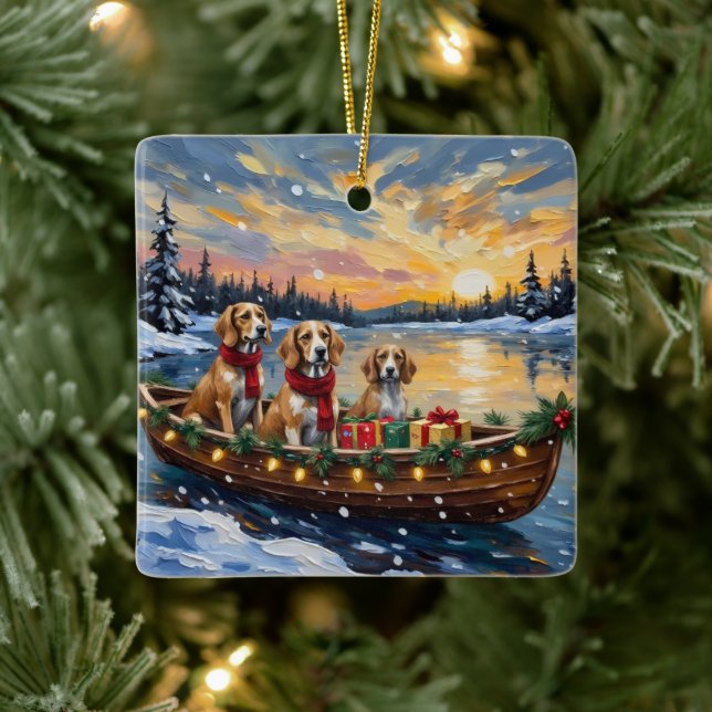 Afghan Hound Christmas Boat Holiday Ceramic Ornament (Tree)