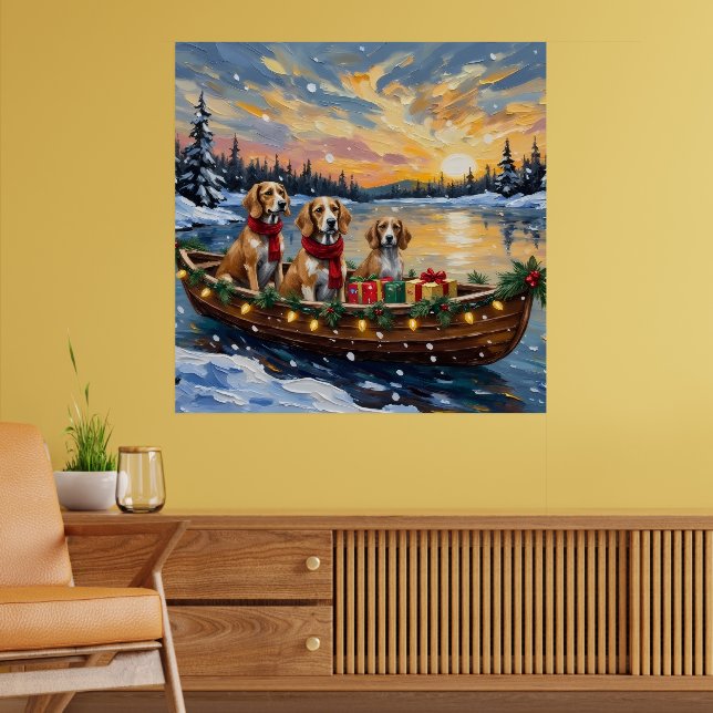 Afghan Hound Christmas Boat Holiday Poster (Living Room 2)