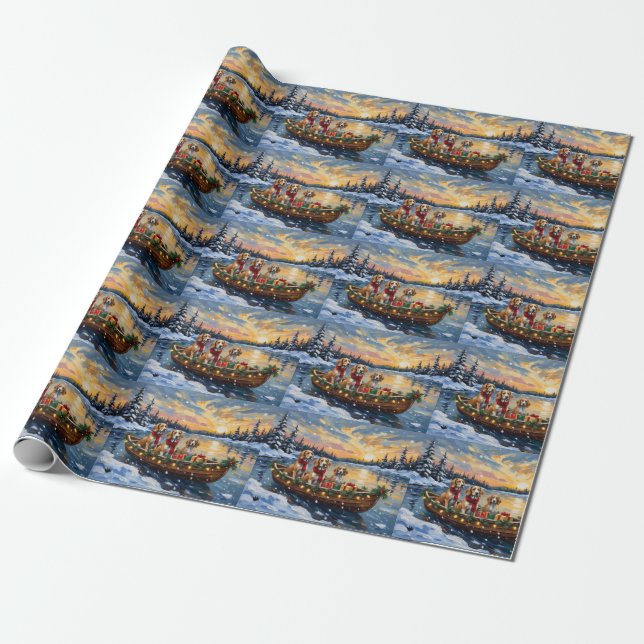 Afghan Hound Christmas Boat Holiday Wrapping Paper (Unrolled)