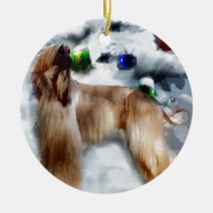 Afghan Hound Christmas Ceramic Tree Decoration