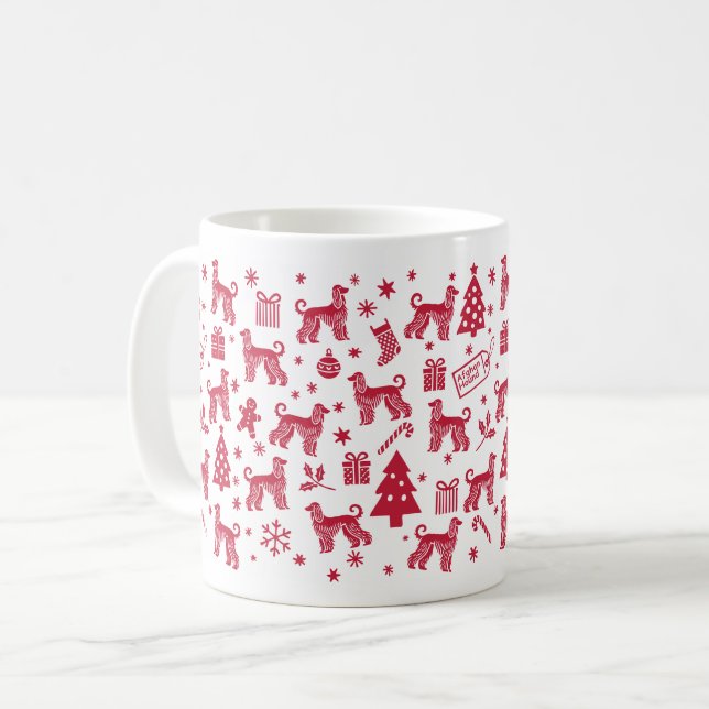 Afghan Hound Christmas Design Coffee Mug (Front Left)