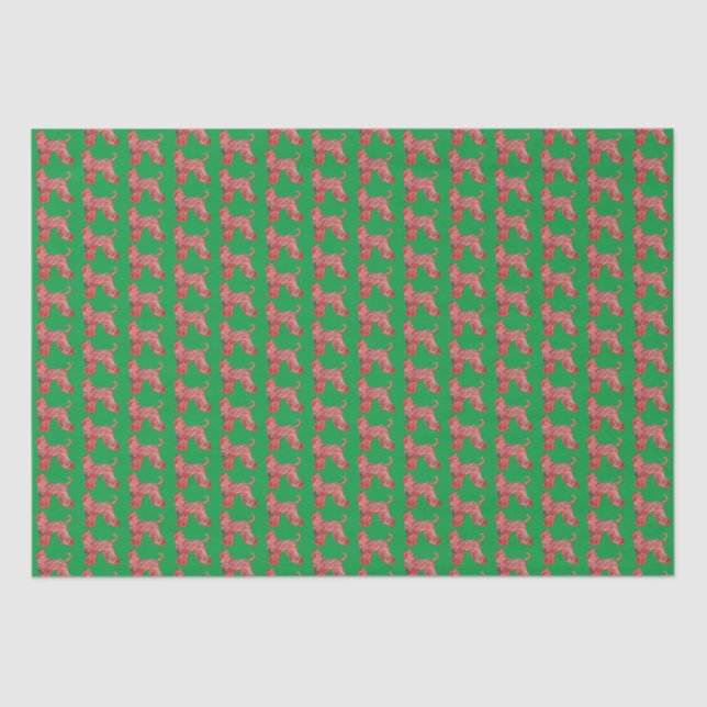 Afghan Hound Christmas Dog Silhouette Green Tissue Paper (Front)