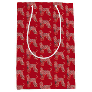 Afghan Hound Christmas Dog Silhouette Red Medium Gift Bag