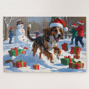 Afghan Hound Christmas Festive Snow Scene Jigsaw Puzzle