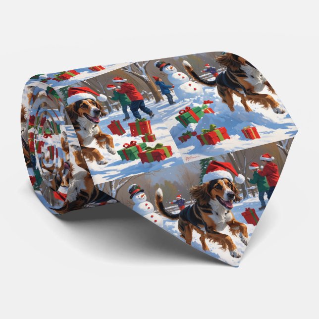 Afghan Hound Christmas Festive Snow Scene Tie (Rolled)