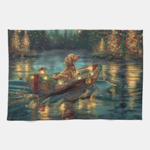 Afghan Hound Christmas Festive Voyage Tea Towel