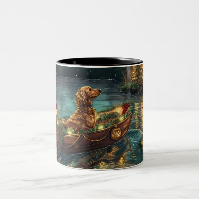 Afghan Hound Christmas Festive Voyage Two-Tone Coffee Mug (Center)