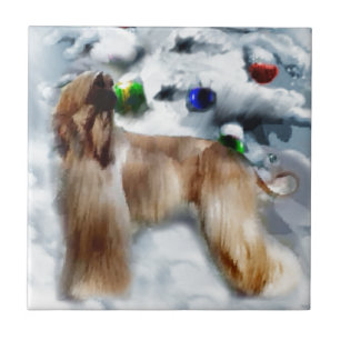 Afghan Hound Christmas Tile