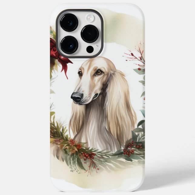 Afghan Hound Christmas Wreath Festive Pup  Case-Mate iPhone Case (Back)