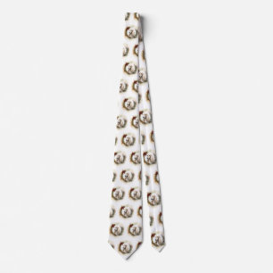 Afghan Hound Christmas Wreath Festive Pup Tie