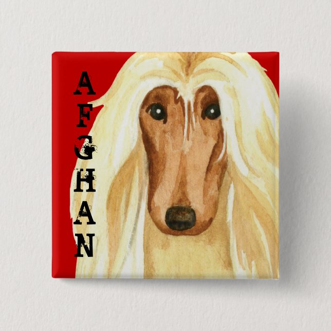 Afghan Hound Colour Block 15 Cm Square Badge (Front)