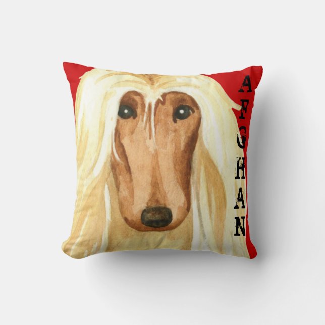 Afghan Hound Colour Block Cushion (Front)
